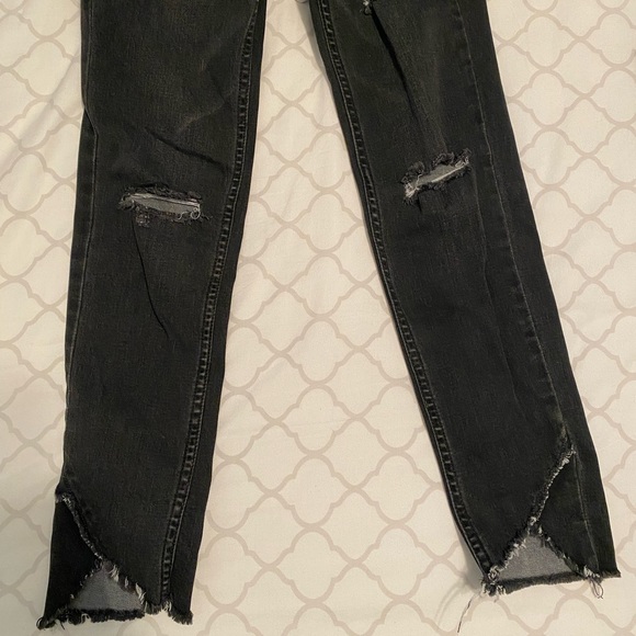 We the free mid rise ripped skinny ankle jean washed black denim - Picture 2 of 3